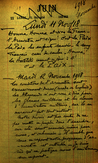 Notes prises dans un agenda par un Marseillais, tout au long de la guerre. (Archives départementales des Bouches-du-Rhône)